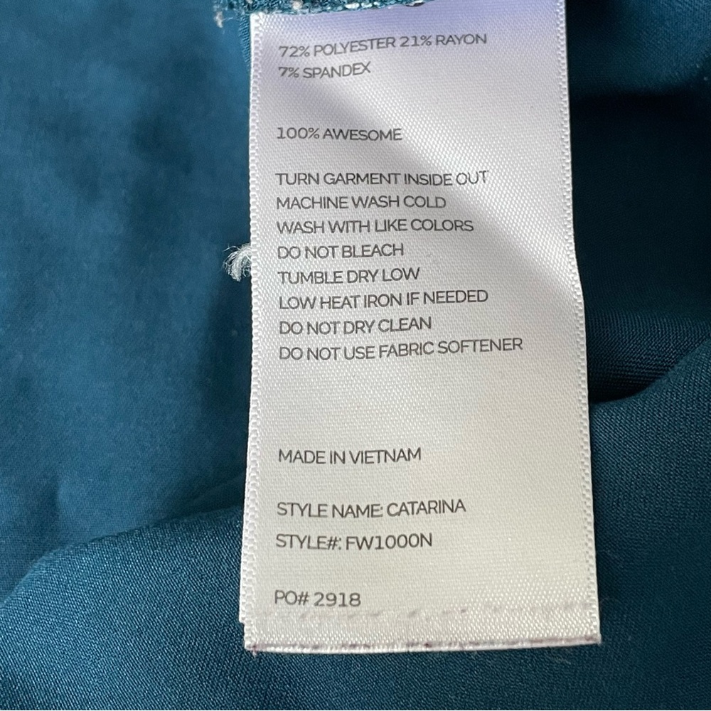 Figs Women's Blue Scrub with Orange Drawstring - Picture 15 of 16